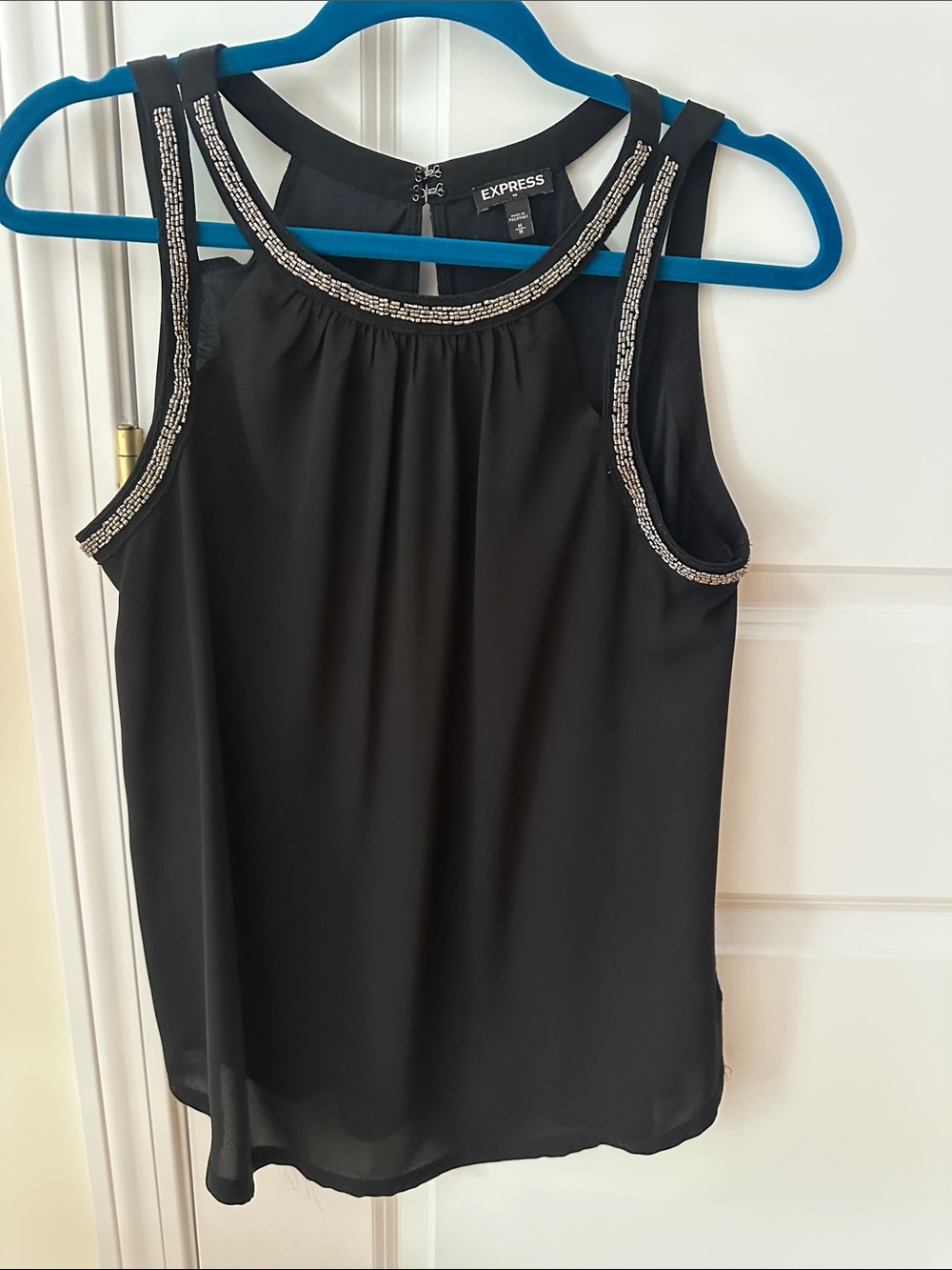 Express Black Beaded Halter Camisole